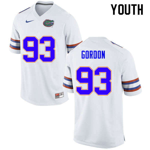 Youth #93 Moses Gordon Florida Gators College Football Jerseys Sale-White - Click Image to Close